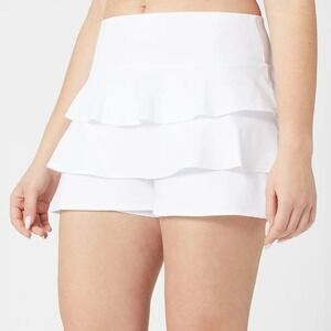 Tail Essential Court Short Womens M Chalk White Tiered Tennis Golf Preppy Ruffle